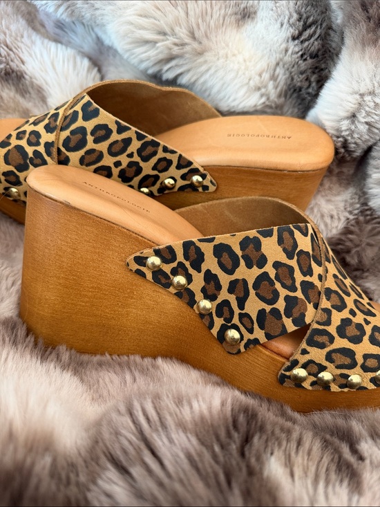 Anthropologie Shoes - Anthropologie Leopard Print Wood Platform Wedge Sandals